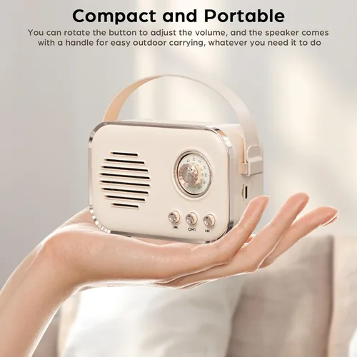 Miniatura 5 de Altavoz Bluetooth retro, altavoz Bluetooth inalámbrico portátil vintage de 5 W con volumen fuerte, radio FM, compatible con tarjeta TF AUX