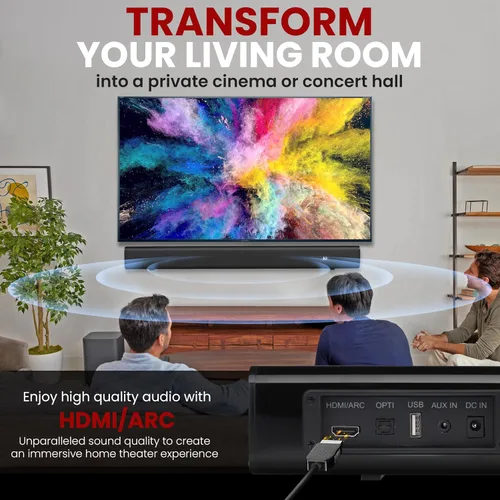 Miniatura 5 de Pyle Altavoz de barra de sonido de cine en casa, base de onda, transmisión de soporte de mesa, sistema digital de TV con conector de audio óptico