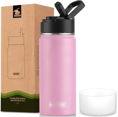 Miniatura 20 de koodee Insulated Water Bottle, 32 oz Stainless Steel Double Wall Vacuum Wide Mouth Sport Bottle with Leakproof Spout Lid (Navy)