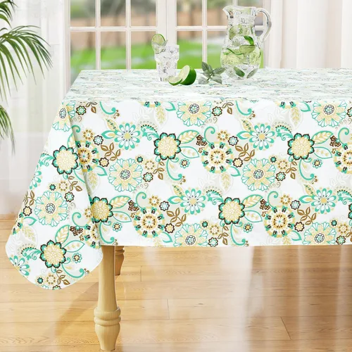 Miniatura 10 de misaya Mantel rectangular de vinilo impermeable, mantel lavable con reverso de franela, mantel de plástico para cena, picnic, interior y exterior