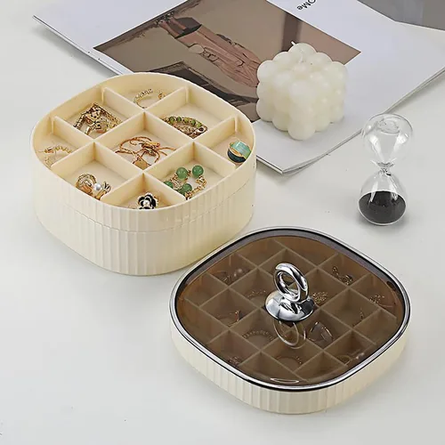 Miniatura 5 de Joyero, organizador de joyas de acrílico de 3 capas con asa, cajas de joyería transparentes para mujeres y niñas, organizador de maquillaje, soporte