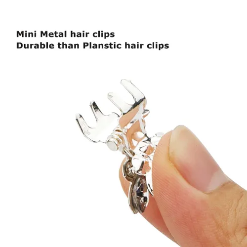 Miniatura 6 de Mini accesorios para el cabello de cristal: pinzas para el cabello con diamantes de imitación brillantes, pequeños clips de metal florales