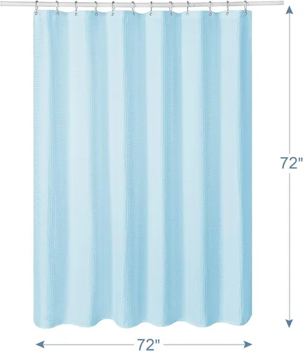 Miniatura 7 de AmazerBath Cortina de Ducha de Tela Azul Bebé, Cortina de Ducha Waffle de Poliéster, Alta Resistencia 240GSM, Cortinas de Ducha de Baño de Calidad