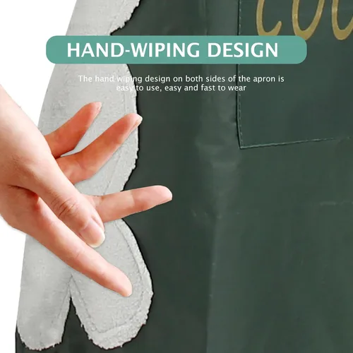Miniatura 5 de Yardwe 2pcs Waterproof Kitchen Aprons Set Wear-resistant Polyester Cooking Aprons with Hand Wiping Function Oil-proof Household for Unisex Use in