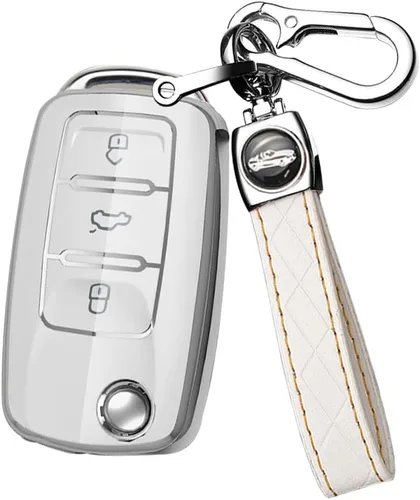 Miniatura 18 de ontto Funda para llave de coche para Volkswagen Jetta Beetle, Tiguan Passat Golf MK6 Polo Morado, Púrpura