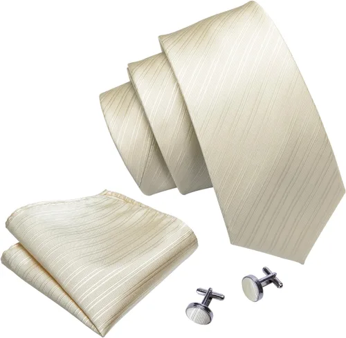 Miniatura 376 de Barry.Wang Juego de corbatas para hombre, corbata de seda a rayas, tejido a cuadros, gemelos formales, negocios, boda