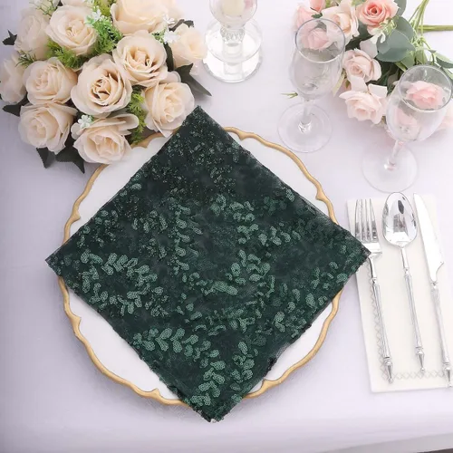 Miniatura 15 de Efavormart - Superposición de mesa de tul bordado de hojas de lentejuelas plateadas de 72 x 72 pulgadas, mantel cuadrado transparente Plateado
