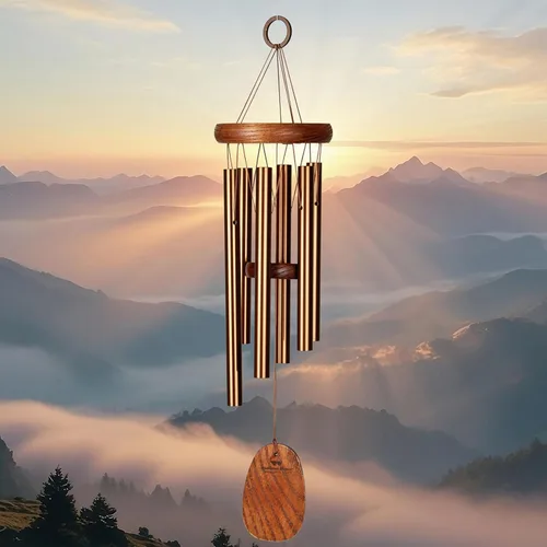 Miniatura 2 de Woodstock Chimes Neptune Campana de viento para exterior de 16 pulgadas, bronce pequeño, decoración al aire libre para patio, porche, jardín, regalo