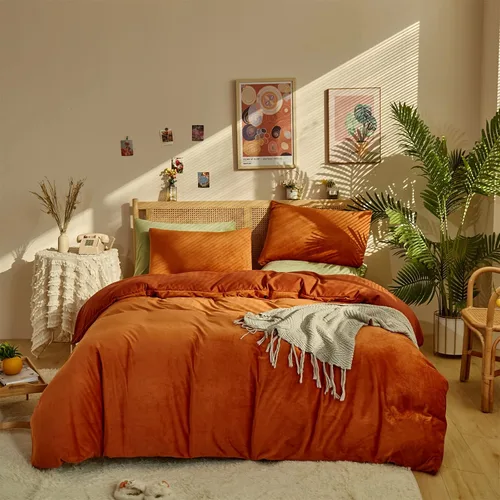 Miniatura 22 de Houseri Juego de Edredón de Terciopelo Azul Twin Azul Claro Esponjoso Juegos de Ropa de Cama Twin Azul Polvoriento Ropa de Cama de Franela Niños