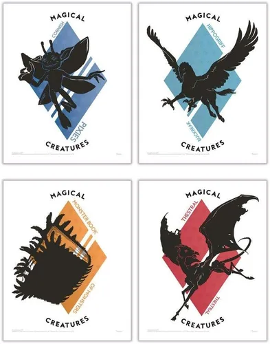 Miniatura 20 de Harry Potter - Banderas de la casa de Hogwarts - Gryffindor - Slytherin - Ravenclaw - Hufflepuff - Diseño geométrico - Juego de cuatro arte de pared