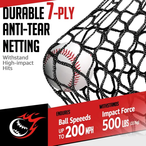 Miniatura 2 de ZEALFEEL Red de béisbol, red de lanzamiento y bateo de 7 x 7 pies con bateador ficticio, sistema grande de recolección de pelotas, 2 zonas