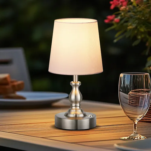 Miniatura 9 de PARTPHONER Mini lámpara de mesa LED inalámbrica, lámpara recargable con batería de 5200 mAh, lámpara operada por batería, 3 niveles de brillo