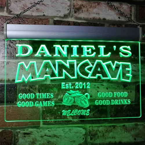 Miniatura 14 de ADVPRO - Cartel de neón para nombre y fecha personalizados, bar para hombres «Daniel´s», st4-x0012-tm Rojo