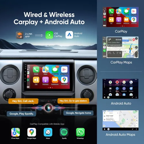 Miniatura 4 de Radio estéreo de coche de 9 pulgadas para Ford F150 2009-2012, pantalla táctil mejorada Android 13 Qualcomm de 8 núcleos, CarPlay inalámbrico