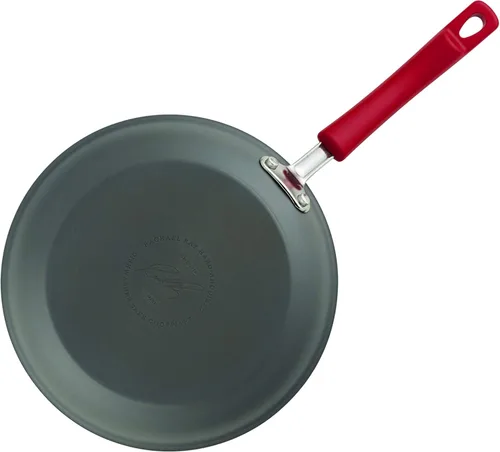 Miniatura 5 de Rachael Ray Brights - Sartén antiadherente anodizada dura, sartén anodizada dura, 12.5 pulgadas, gris con asas rojas