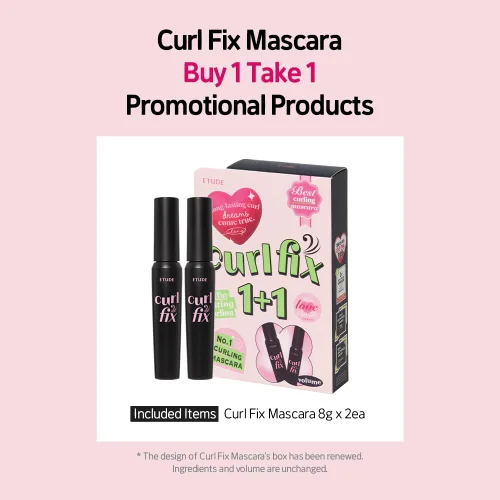 Miniatura 2 de ETUDE Máscara Curl Fix Volumen 1+1 Set, Máscara para Pestañas, Rizos Fuertes, Larga Duración, Impermeable, Ligera, Maquillaje Coreano, Belleza