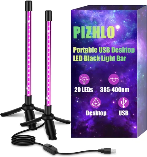 Miniatura 8 de Luz LED negra portátil USB de alta calidad, soporte de escritorio con cable de 5 pies + interruptor, brilla en la oscuridad para Halloween, fiesta