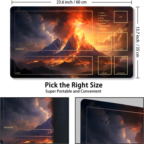 Miniatura 3 de Tapete de juego para MTG, con bolsas de almacenamiento gratis, tapete de juego de 24 x 14 pulgadas, TCG y tapete de juego de mesa para tarjetas