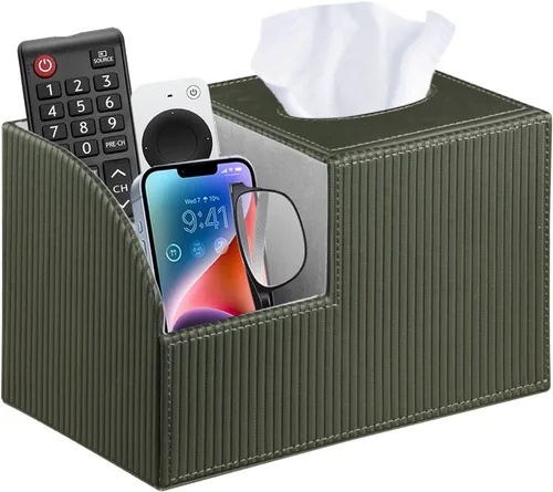 Miniatura 15 de Funda cuadrada de cuero PU para caja de pañuelos – Soporte multifuncional para caja de pañuelos, cubierta de caja de pañuelos con almacenamiento