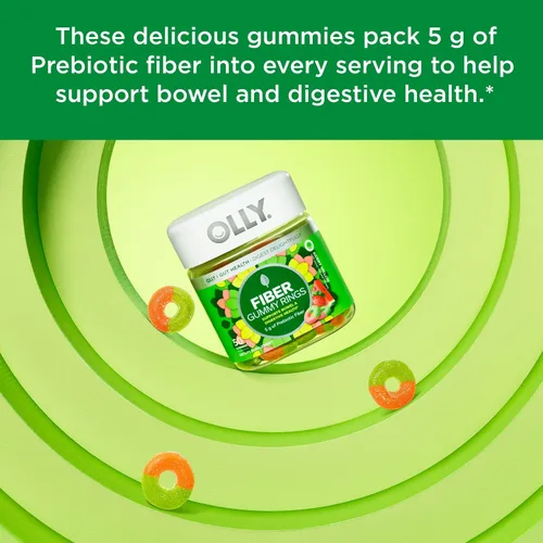 Miniatura 3 de OLLY Anillos de goma de fibra, 0.18 oz de fibra prebiótica, FOS (fructo-oligosacáridos) y gomitas multivitamínicas multiprobióticas para adultos, 1