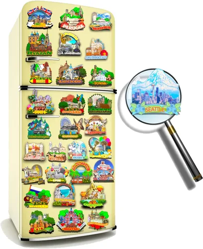 Miniatura 4 de Imán de Seattle de Estados Unidos para nevera, hitos de madera 3D, recuerdos coleccionables, decoración hecha a mano, 15