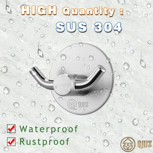 Miniatura 5 de QJUZ Gancho para bata de doble punta, ganchos adhesivos, ganchos de pared resistentes, ganchos para toallas de acero inoxidable, gancho de ducha