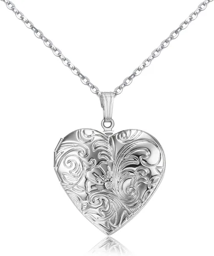 YOUFENG - Collar de relicario que guarda fotos. Collares de relicarios de flores. Colgante bañado en oro de 18 quilates. Regalos para mujeres Niña