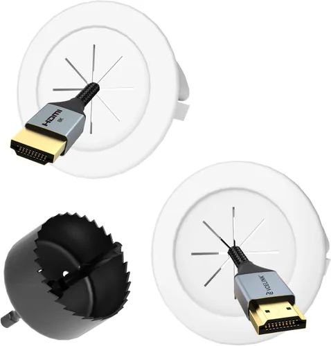 VCELINK Kit de gestión de cables en pared, mini cable de pared de 2.44 pulgadas (2.441 in) para cables de TV/coaxial/HDMI/altavoces, incluye 2 Blanco