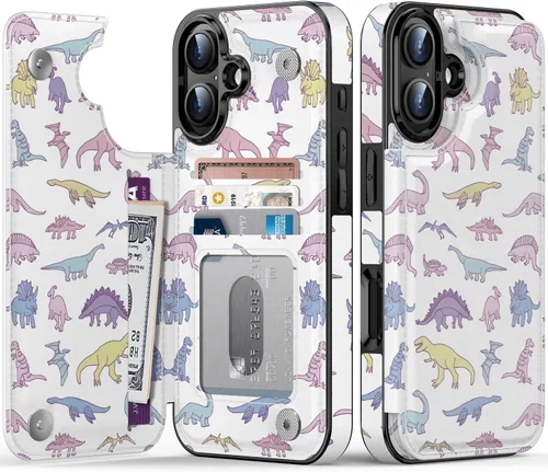 Miniatura 21 de FUNMIKO Funda tipo cartera para iPhone 13 con tarjetero, bloqueo RFID, protección de grado militar y obras de arte impresas con rayos UV, cierre