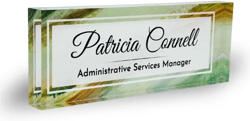 Miniatura 14 de Placa de Nombre de Escritorio de Acrílico Transparente Grueso Personalizada de 8x3" con Logo Personalizado - Decoración Profesional de Oficina