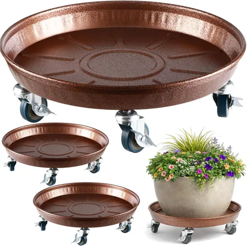 Miniatura 10 de Planterhoma 3 paquetes de 13 pulgadas de metal para plantas con ruedas, soporte rodante grande para plantas de hierro resistente, ruedas