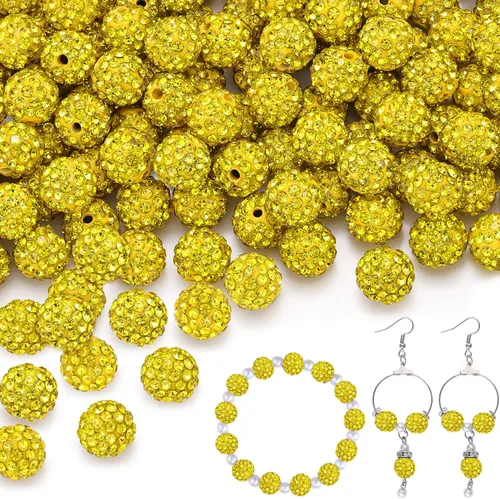 Miniatura 18 de 100 cuentas de diamantes de imitación de 0.394 pulgadas para la fabricación de joyas, 10 cuentas redondas brillantes de discoteca de Shamballa