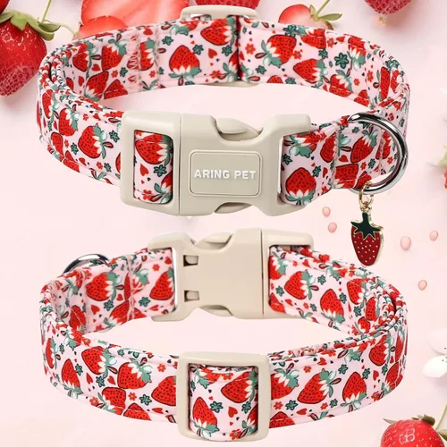 Miniatura 43 de Aring Pet Collar de algodón, lindo, con hebilla de liberación rápida, para bodas, para perros pequeños, medianos y grandes, rosa Terciopelo rosa