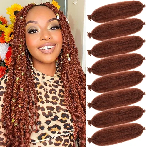 Miniatura 52 de Cabello Rizado Afro Elástico 8 Paquetes Cabello Trenzado Marley Twist Cabello Spring Twist Pre-Separado para Locs Falsos Cabello de Ganchillo Kinky