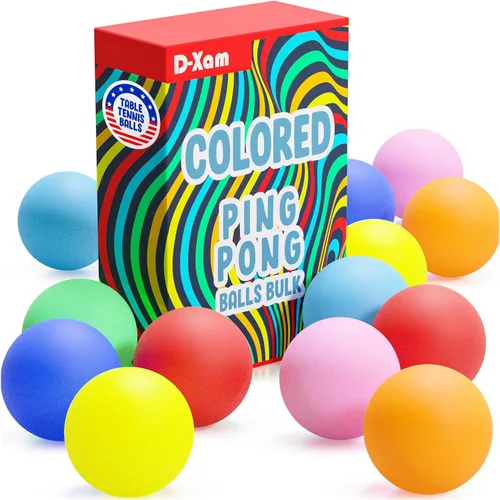 D-Xam Colored Ping Pong Balls Table Tennis Ball for Games Arts Pong Balls Pack of 50, 30 and More for Party Pets School Activities Christmas