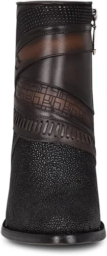 Miniatura 3 de Cuadra Botines de mujer en piel auténtica de raya, con cremallera, color negro