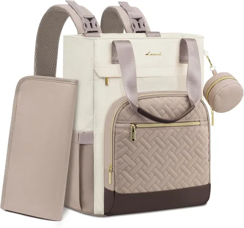 LOVEVOOK Mochila para Pañales, Bolsa de Bebé Portátil de Gran Capacidad con Almohadilla Cambiadora de Pañales Plegable, Bolsas de Pañales para Bebé
