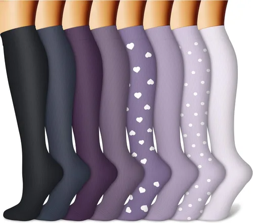 Miniatura 25 de CHARMKING Calcetines de compresión para mujeres y hombres para circulación (8 pares) 15-20 mmHg, mejor soporte para ciclismo atlético