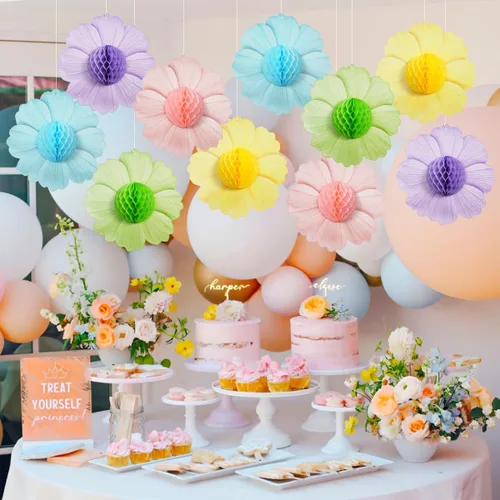 Miniatura 7 de zilue Decoraciones de fiesta pastel de flores de papel para pared, aula, telón de fondo floral, baby shower, fiesta de cumpleaños, decoración