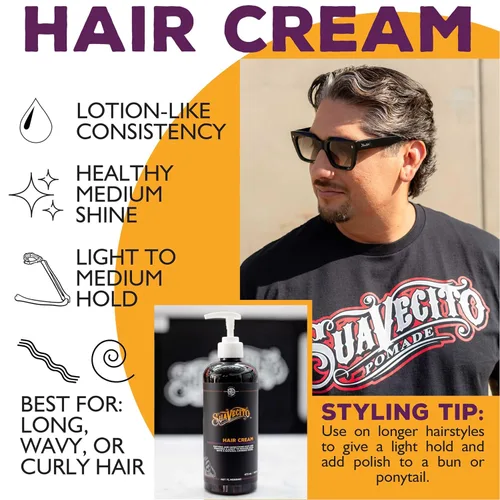 Miniatura 6 de Suavecito Botella de bomba de crema para el cabello, brillo medio durante todo el día