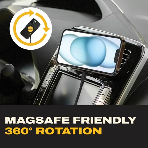 Miniatura 8 de DEWALT Soporte magnético para teléfono para kit de automóvil, cargador inalámbrico resistente, soporte de ventilación, montaje en tablero, soportes