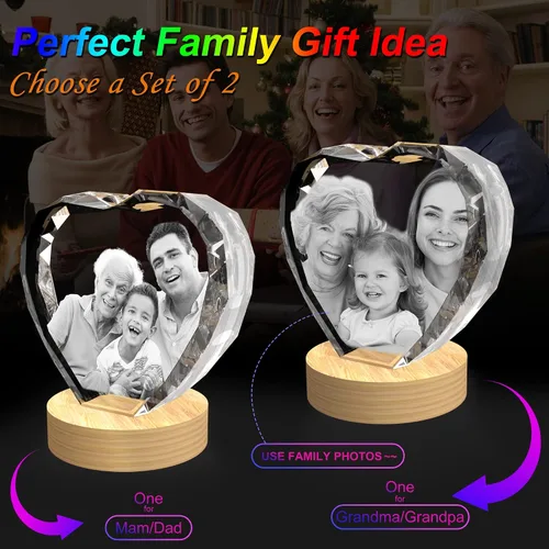 Miniatura 2 de Foto de cristal 3D, regalos personalizados de Navidad para mujeres, mamá, ella, esposa, pareja, novia, imagen personalizada grabada con láser