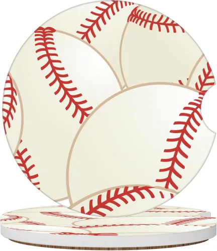 Posavasos de béisbol para portavasos de automóvil de cerámica absorbente, paquete de 2 unidades, antideslizantes, accesorios interiores de automóvil