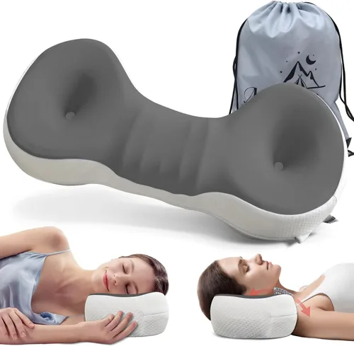 Miniatura 8 de Almohada de apoyo para el cuello, almohada cervical de espuma viscoelástica, dispositivo de tracción cervical, almohada cervical para dormir