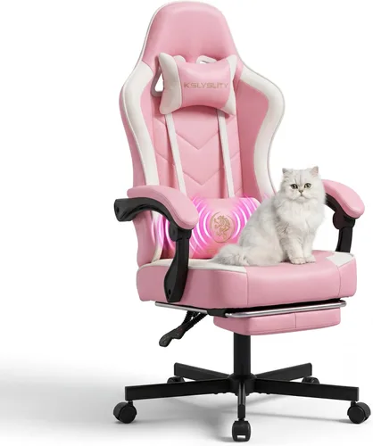 Miniatura 18 de Silla de escritorio para juegos para computadora, silla de oficina ergonómica de respaldo alto con reposapiés y soporte lumbar, sillas giratorias
