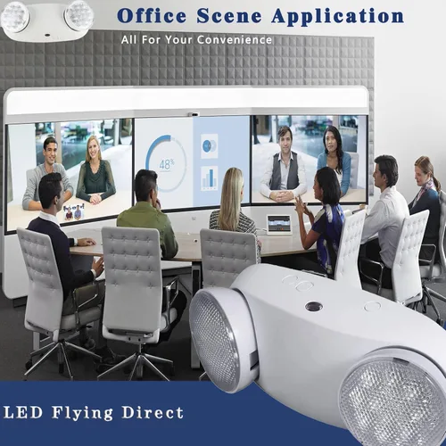 Miniatura 8 de Luces de emergencia LED con batería de respaldo, luz de emergencia comercial, dos cabezales de luz LED ajustables, calificación UL 924, AC120/277V