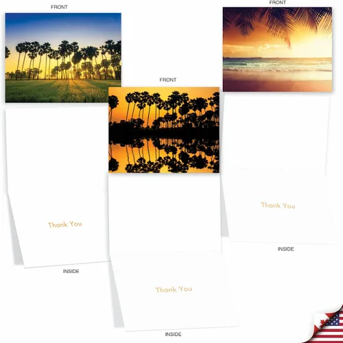 Miniatura 4 de The Best Card Company Juego de 10 tarjetas de agradecimiento surtidas de 4 x 5.12 pulgadas con sobres (10 diseños, 1 cada uno) Palm Beaches M6457TYG