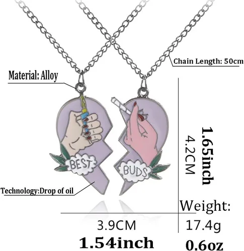 Miniatura 2 de Collar para mejores amigos de Buds, 2 juegos de collares con colgante de corazón dividido BFF para niñas