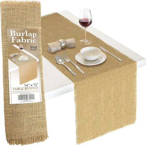 Miniatura 8 de Camino de mesa de arpillera, 13 x 108 pulgadas, paquete de 2 caminos de mesa de yute rústico para exteriores, para otoño, Acción de Gracias