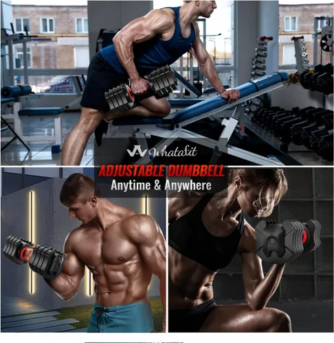 Miniatura 7 de WHATAFIT 2026 Upgrade 25LB Adjustable Dumbbell, 5-in-1 Fast Weight Change with Anti-Slip Handle & Tray, Single Dumbbell for Full Body Workout